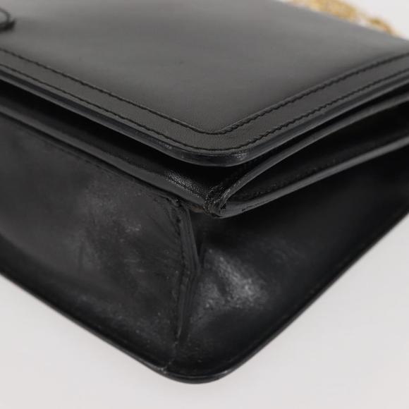 BALLY Wallet Chain Shoulder Bag Leather Black Gold Auth BA4808 - Picture 14 of 16